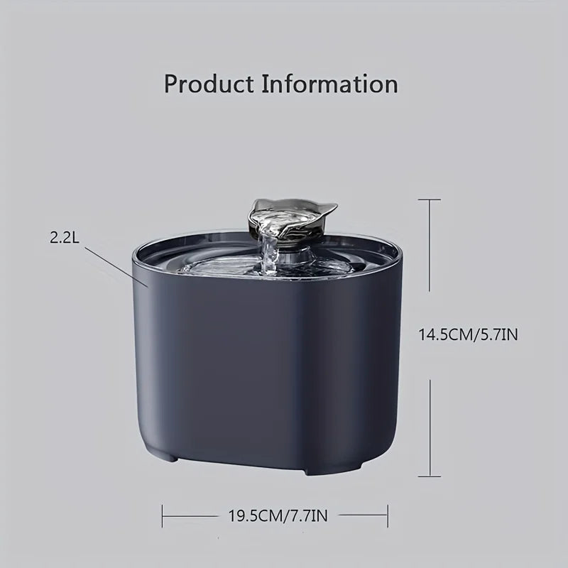 1pc 2.2L Pet Water Fountain - Fountains with Automatic Water Dispenser, Fresh and Filtered Drinking Water, and Whisper Qu