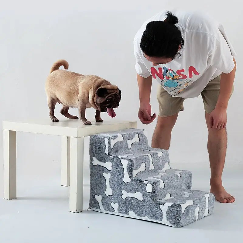 Ladder Dogs Pets Bone Shape Puppys Stairs Beside The Sofa Bed Ramp For Dogs Protecting Pets Joint Safety Stairs For Elderly Dogs