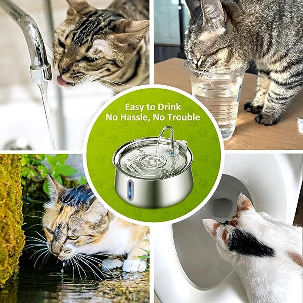 4L Stainless Steel Automatic Pet Water Dispenser Cat Water Fountain Ultra Quiet Dog Water Fountain with Filter Cat Products