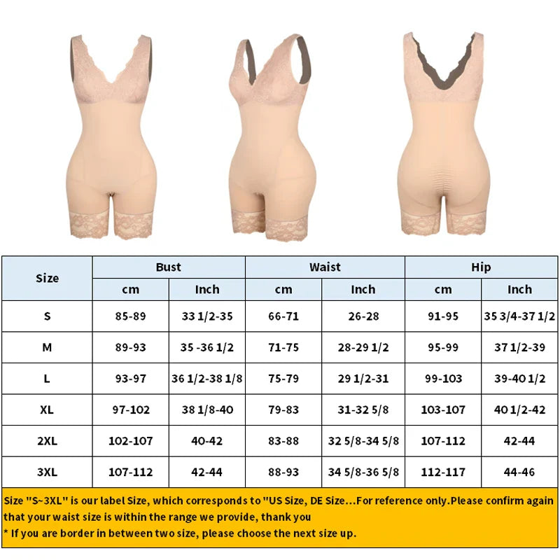 Full Body Shaper Women Bodysuit Shapewear Double V Neck