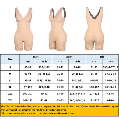 Full Body Shaper Women Bodysuit Shapewear Double V Neck