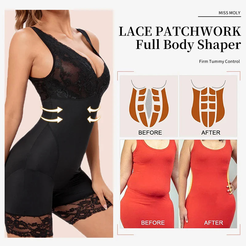 Full Body Shaper Women Bodysuit Shapewear Double V Neck