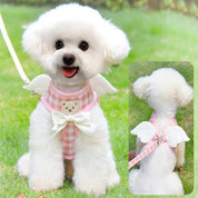 Dog Harness and Leash Set with Angel Wings Pets Adjustable Mesh Vest Harness with Wings and Bow for Small Medium Dogs Cats