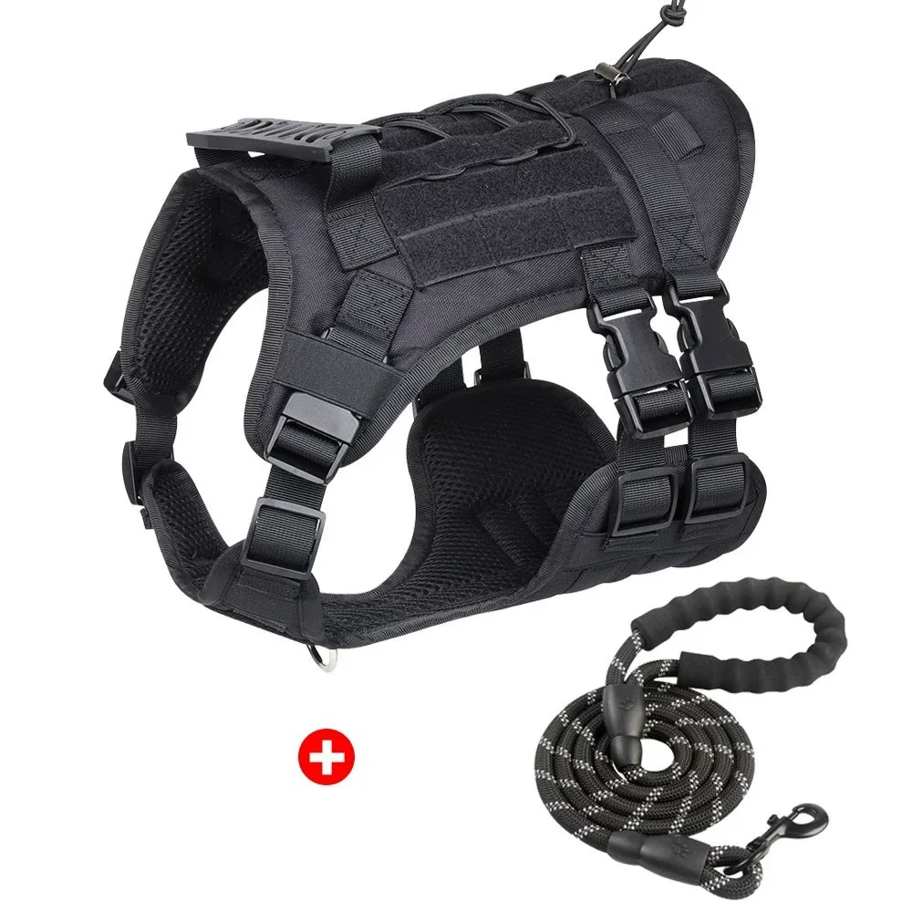 Dog Harness,Tactical Dog Harness with Handle,No-Pull Service Dog Vest with Hook & Loop Panels,Adjustable Dog Vest Harness for Wa