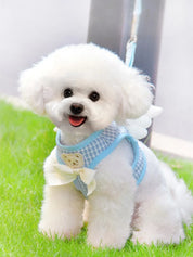 Dog Harness and Leash Set with Angel Wings Pets Adjustable Mesh Vest Harness with Wings and Bow for Small Medium Dogs Cats