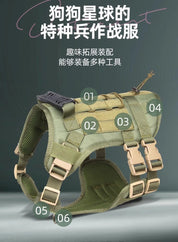 Dog Harness,Tactical Dog Harness with Handle,No-Pull Service Dog Vest with Hook & Loop Panels,Adjustable Dog Vest Harness for Wa