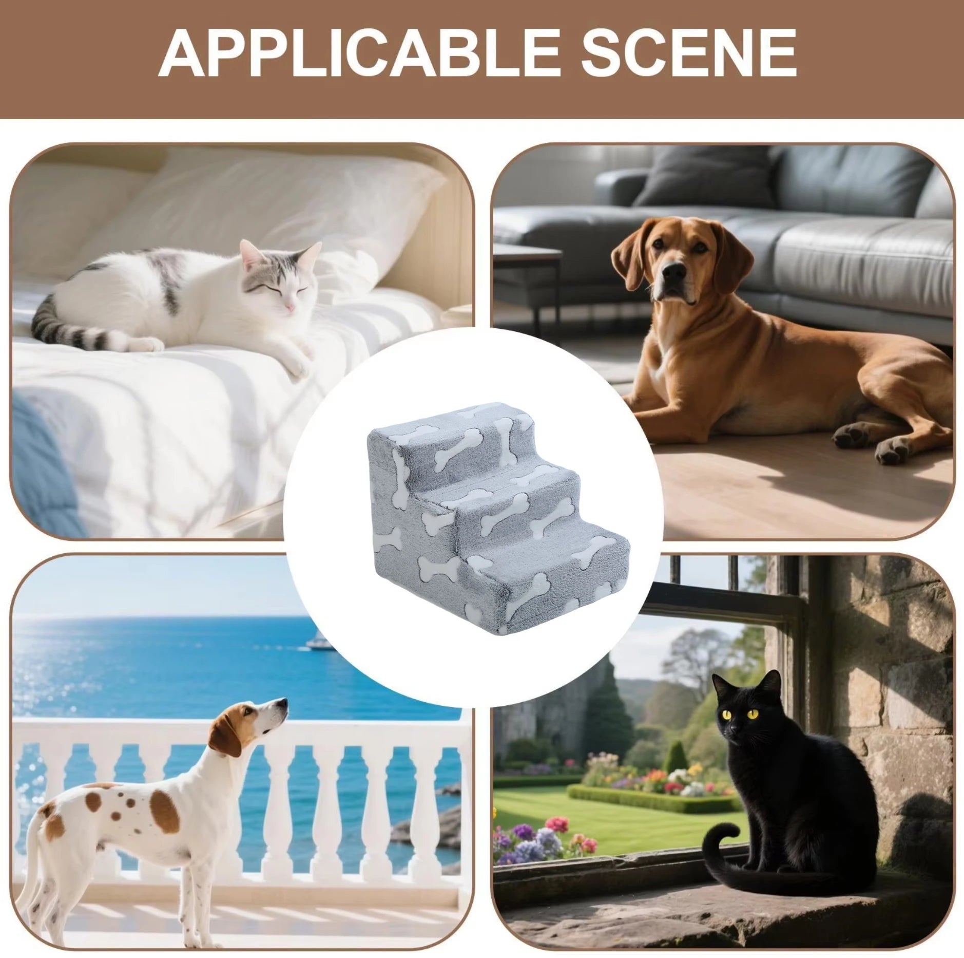 Ladder Dogs Pets Bone Shape Puppys Stairs Beside The Sofa Bed Ramp For Dogs Protecting Pets Joint Safety Stairs For Elderly Dogs